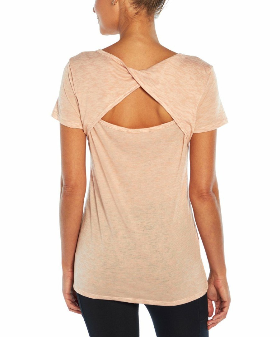 Women * | Hot Sale Jessica Simpson Peach Whip Twist Cutout-Back Jamie Scoop Neck Tee Women