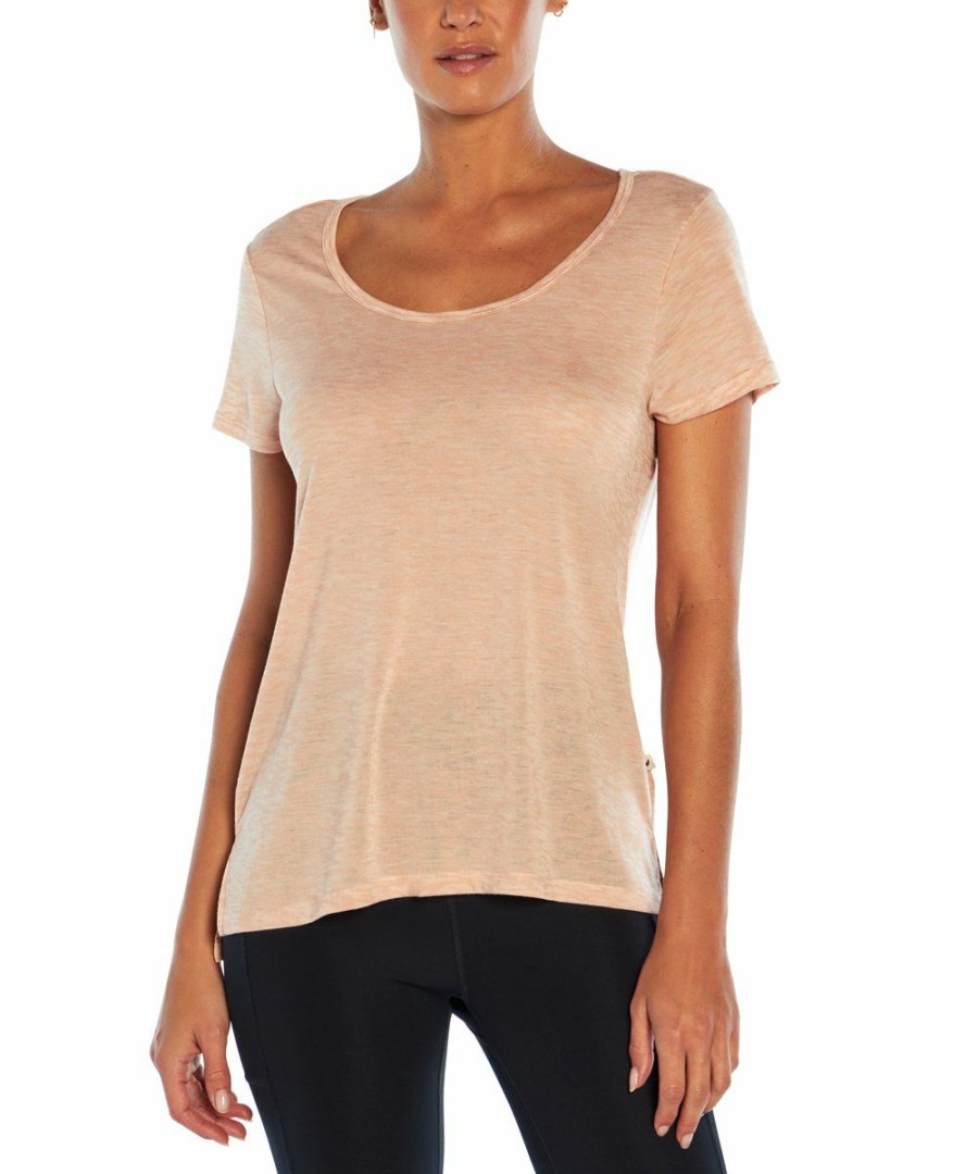 Women * | Hot Sale Jessica Simpson Peach Whip Twist Cutout-Back Jamie Scoop Neck Tee Women