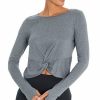 Women * | Coupon Jessica Simpson Heather Blue Margot Twist-Front Long-Sleeve Tee Women