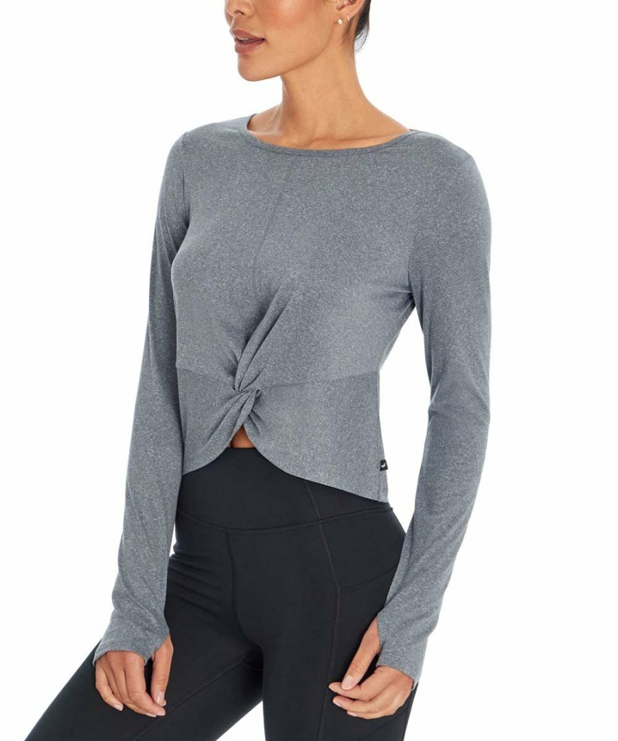 Women * | Coupon Jessica Simpson Heather Blue Margot Twist-Front Long-Sleeve Tee Women